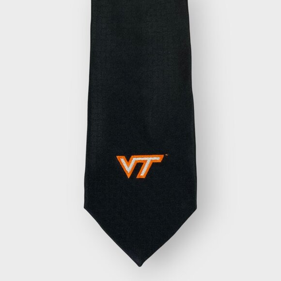 Virginia Tech Neck Tie | Black | Silk | 59.5 in | Merge Left | Preppy College - Picture 1 of 6